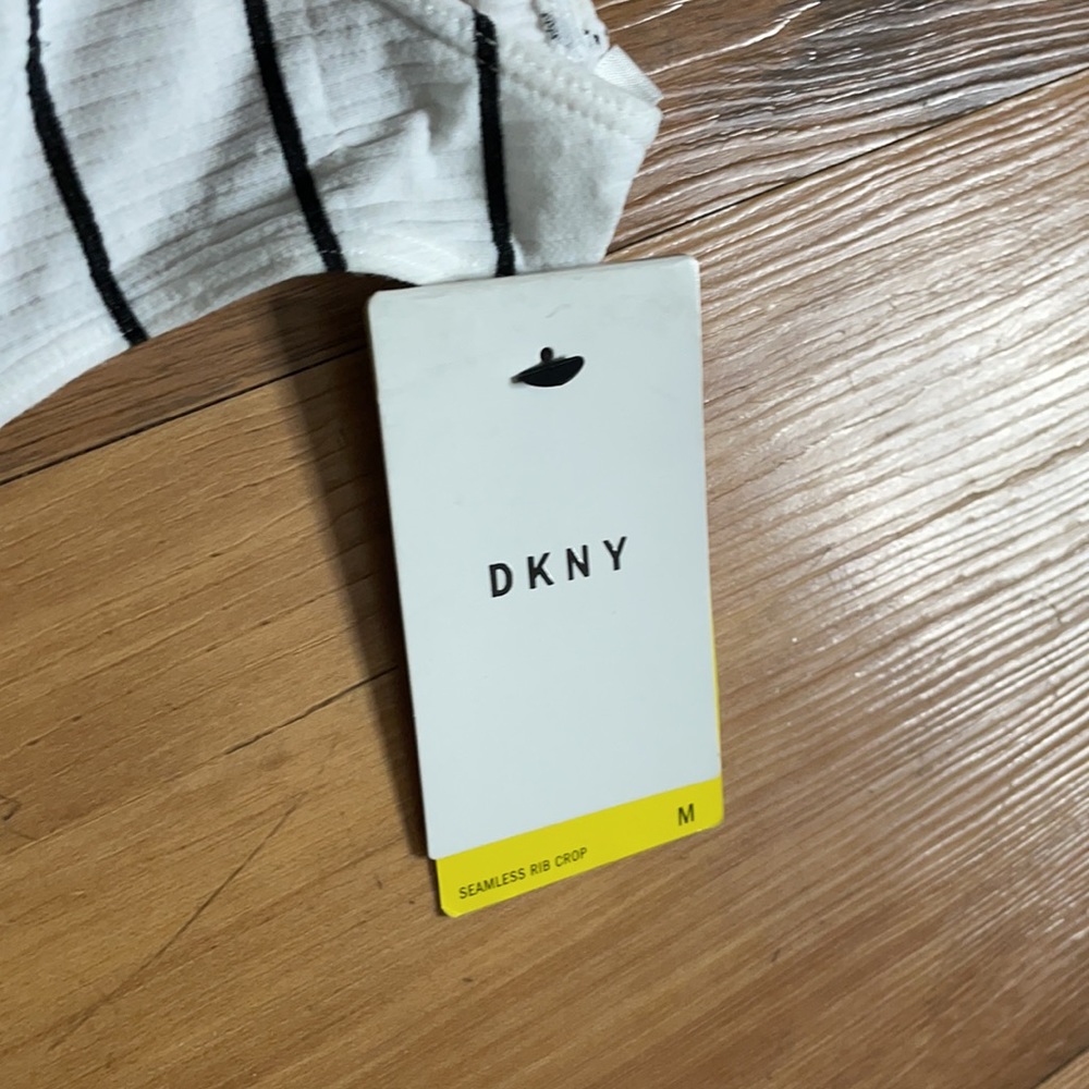 DKNY Seamless black and white rib crop‎ bralette top - Picture 4 of 7